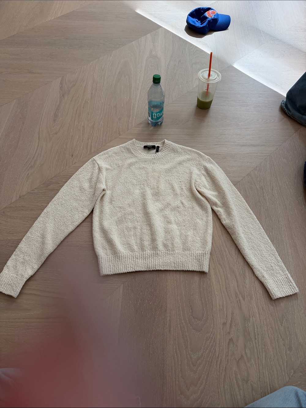 Theory Cream Textured Crewneck Sweater